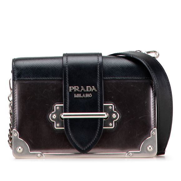 Pre-Loved Prada Saffiano Trimmed Metallic Vitello Cahier Bag - Picture 1 of 10